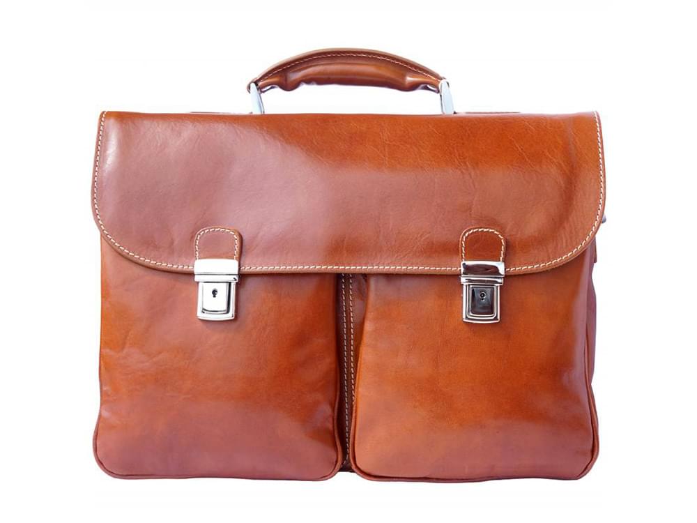 Monfalcone (tan) - Traditional calf leather briefcase