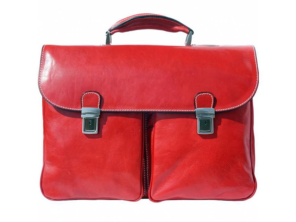 Monfalcone - traditional calf leather briefcase - front view