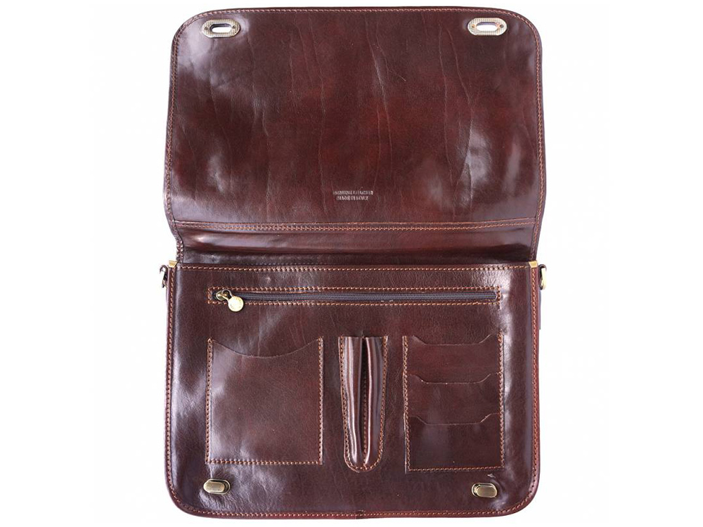 Empoli - Italian calf leather briefcase - showing under the flap