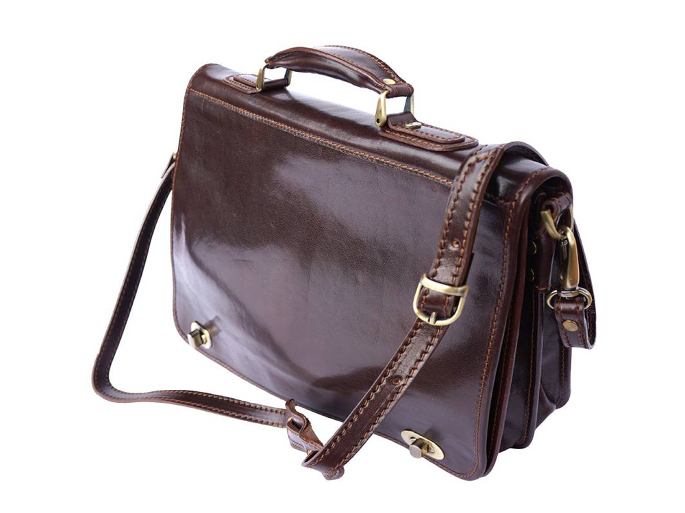 Empoli - Italian calf leather briefcase - with the shoulder strap attached