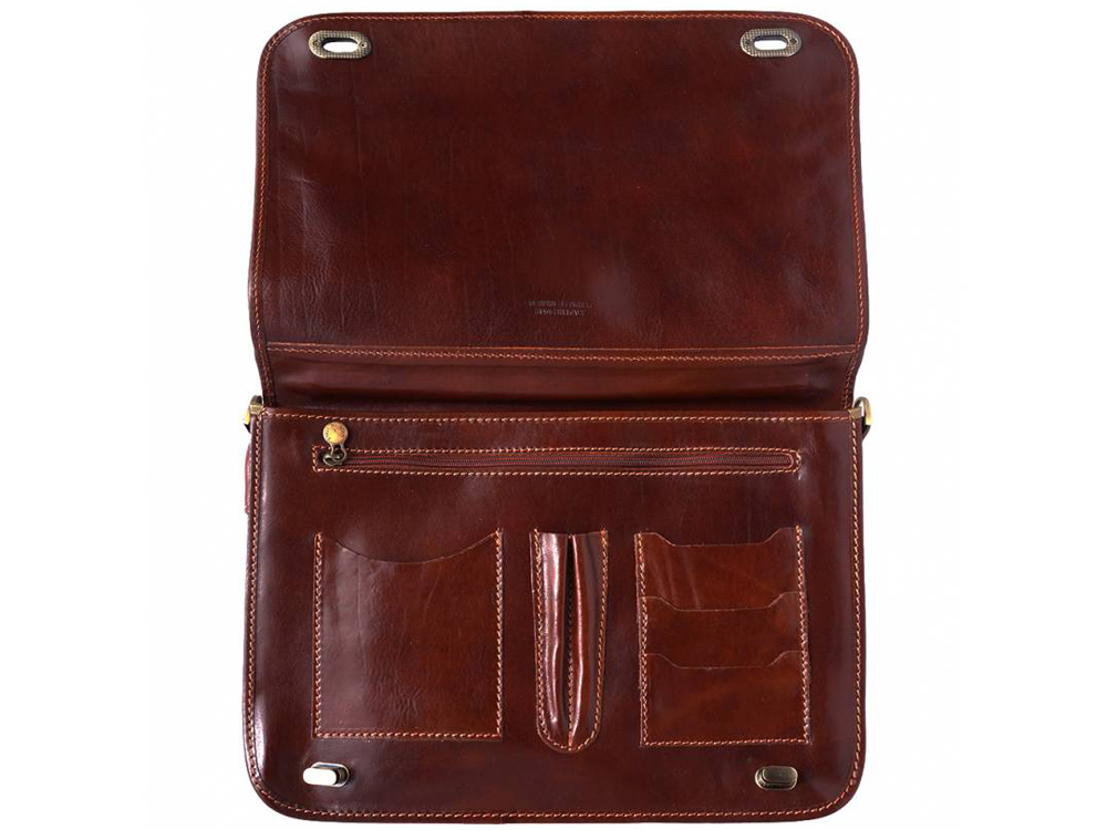 Empoli - Italian calf leather briefcase - showing under the flap