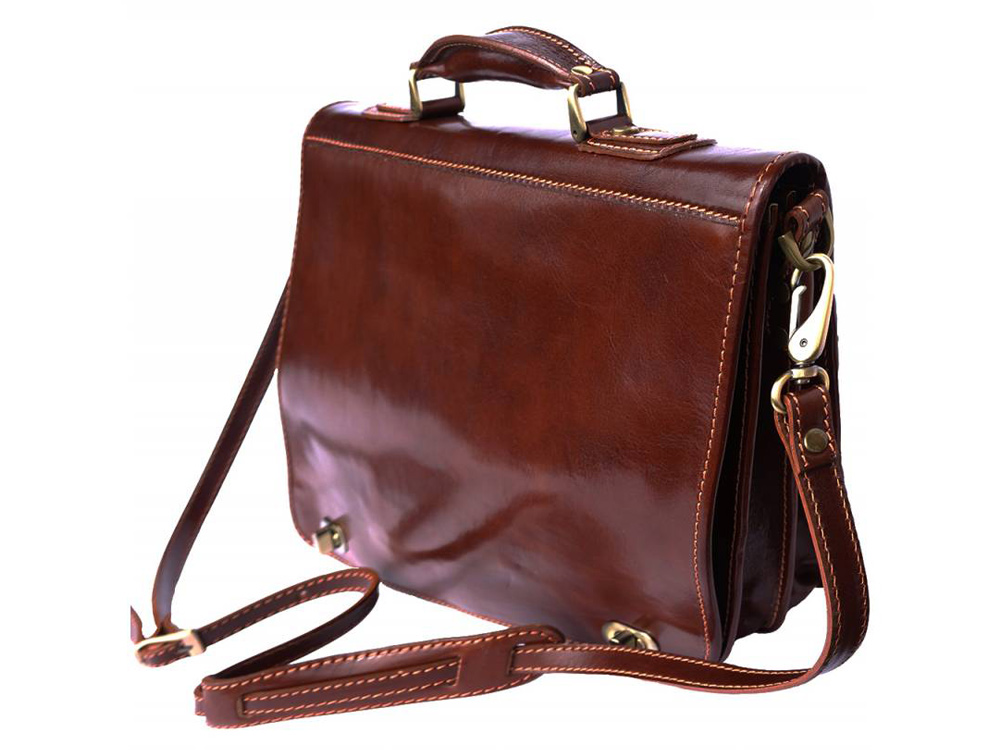 Empoli - Italian calf leather briefcase - with the shoulder strap attached