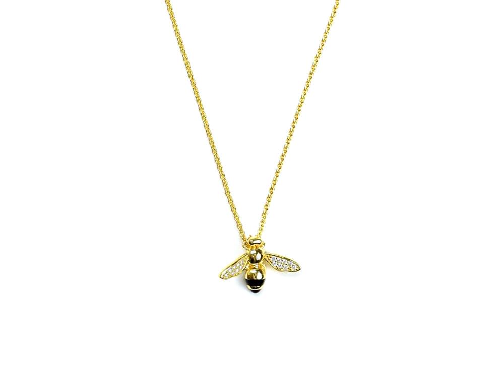 Handmade bee on gold plated sterling silver chain