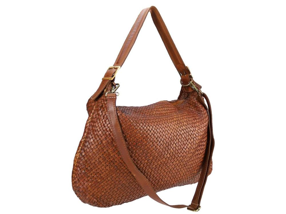 Alatri - large, soft, vintage leather shoulder bag - with the shoulder strap attached