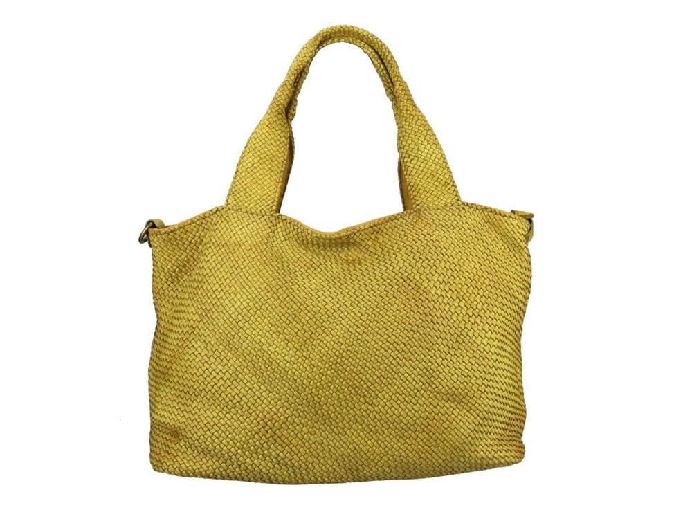 Corricella (yellow) - Soft, comfortable, woven vintage leather bag