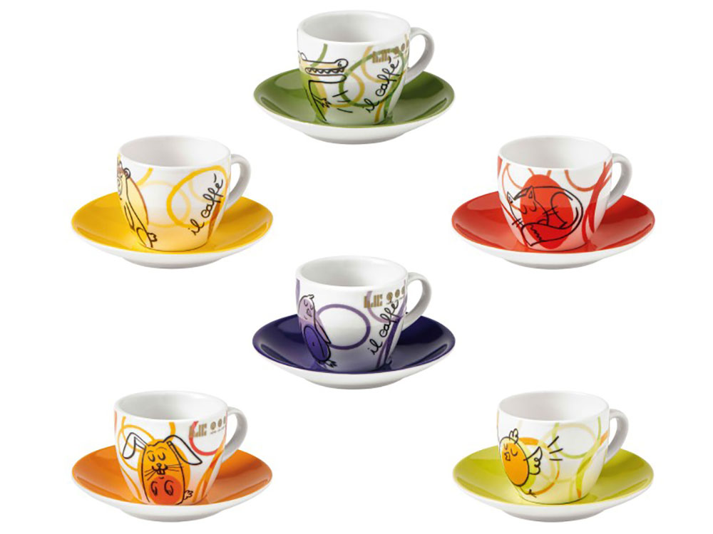 Animali - Set of 6 cute espresso cups