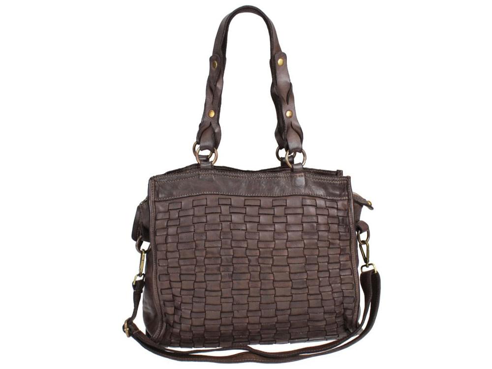 Lecce (dark brown) - Soft, fashionable, vintage leather shoulder bag