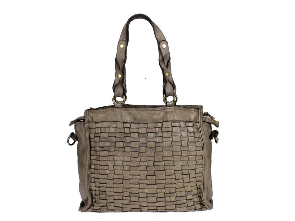 Lecce (taupe) - Soft, fashionable, vintage leather shoulder bag
