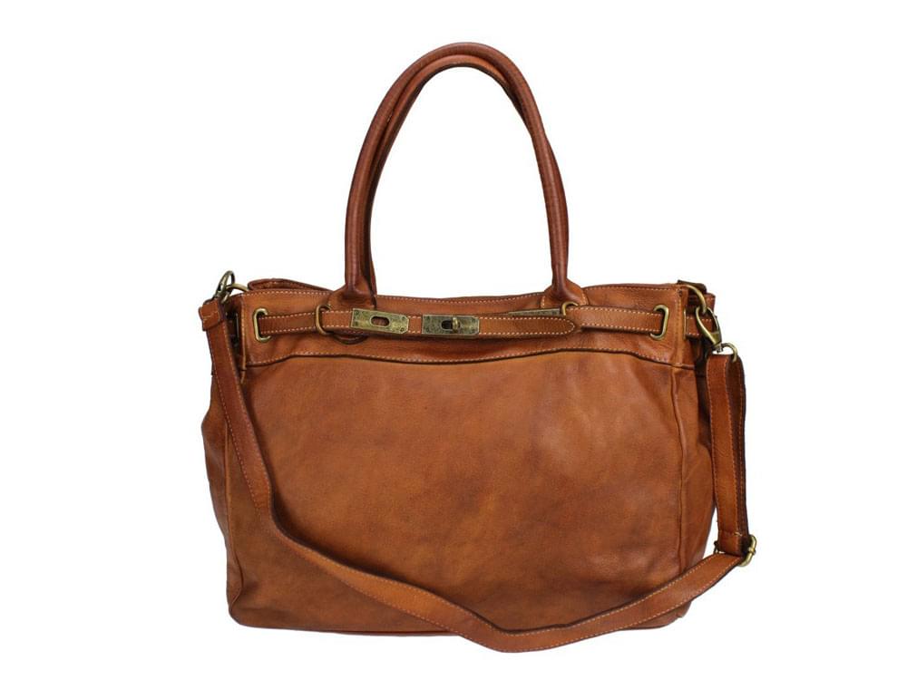 Bellini - latest, high fashion handbag in soft vintage leather - with the detachable shoulder strap attached