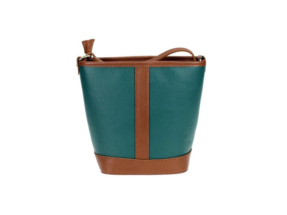 Biella (teal) - Cute, two-tone leather bucket bag