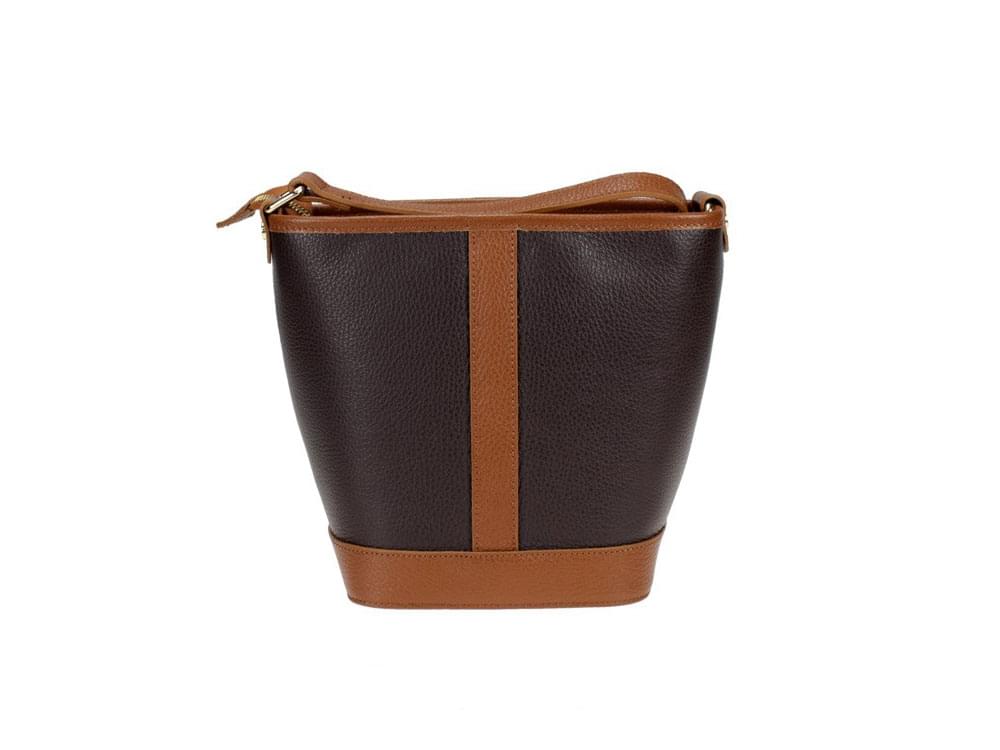 Biella (dark brown) - Cute, two-tone leather bucket bag