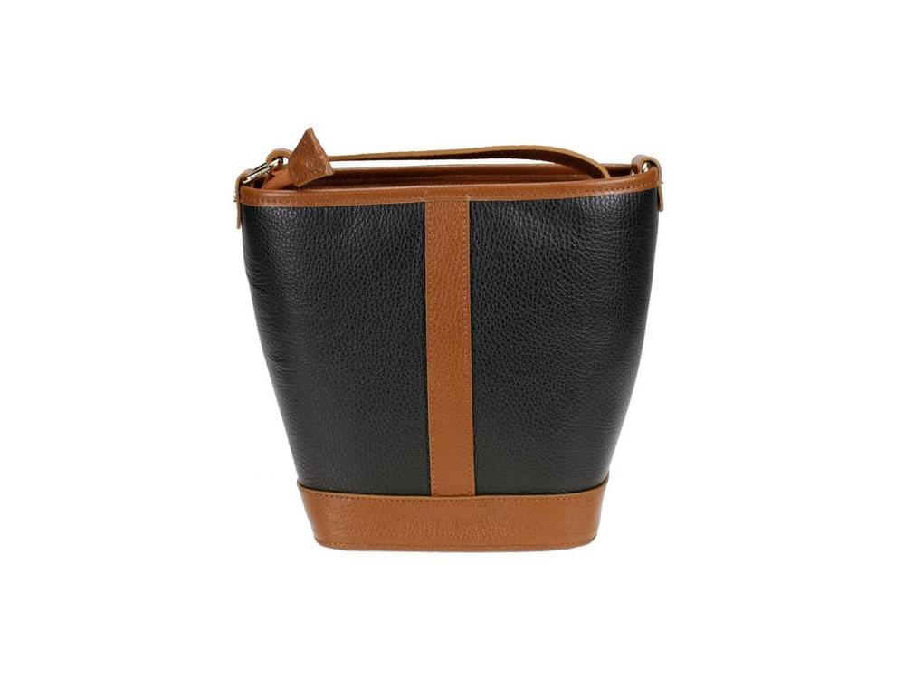 Biella (black) - Cute, two-tone leather bucket bag