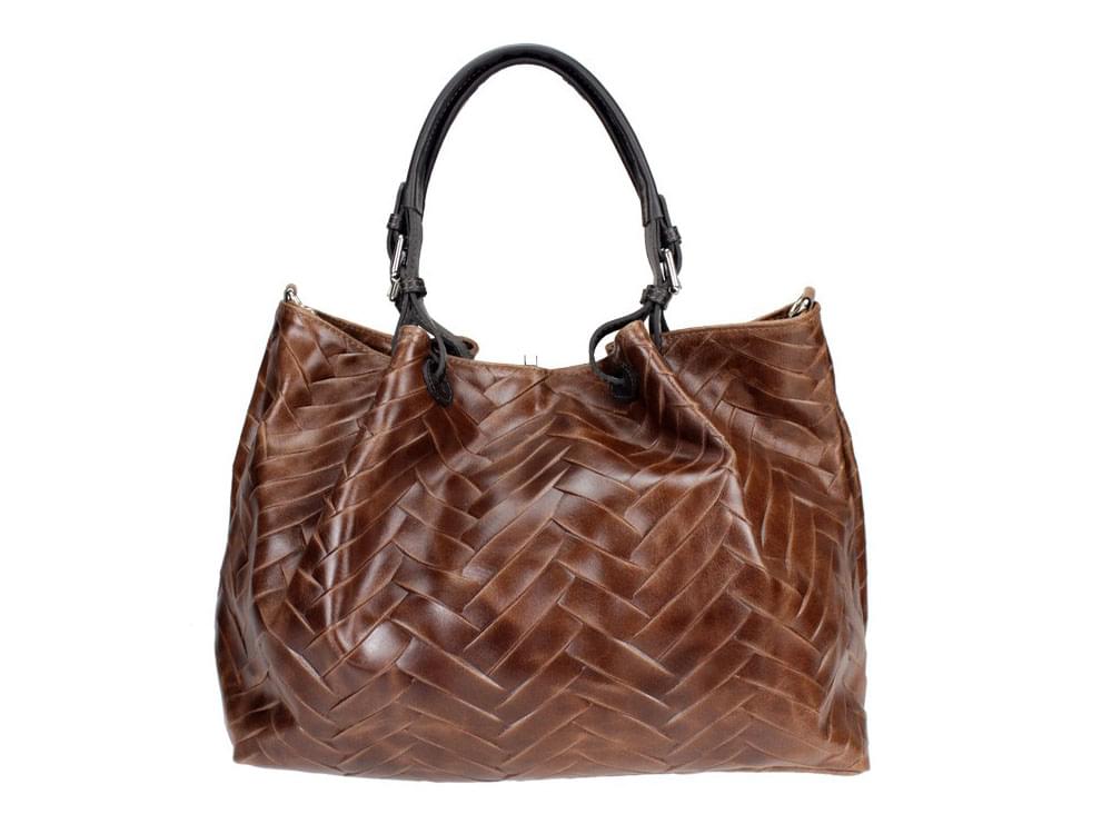 Delia - Large, lightweight, shiny leather shoulder bag