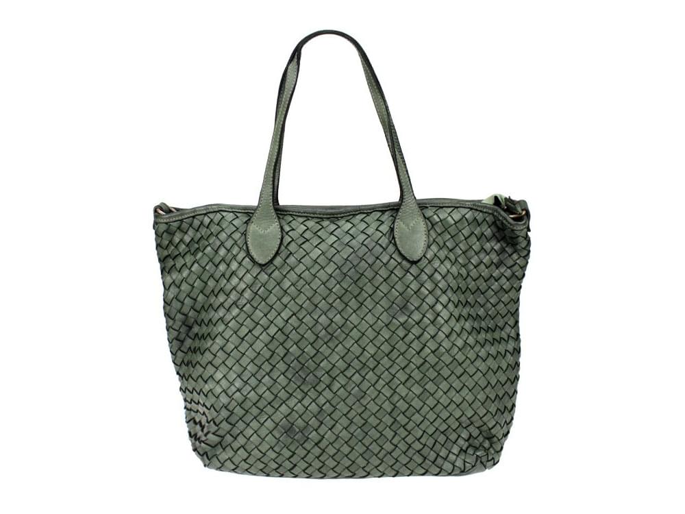 Maiori (olive green) - Vintage style leather tote bag