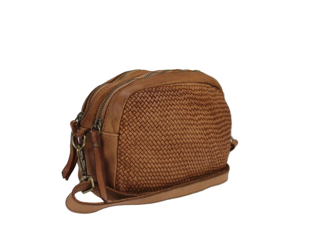 Small, spacious vintage leather shoulder bag