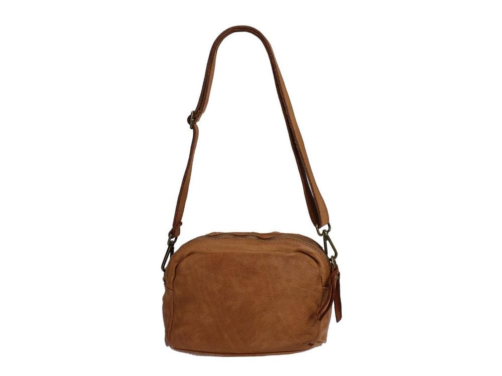 Marliana - small, spacious vintage leather shoulder bag - back view