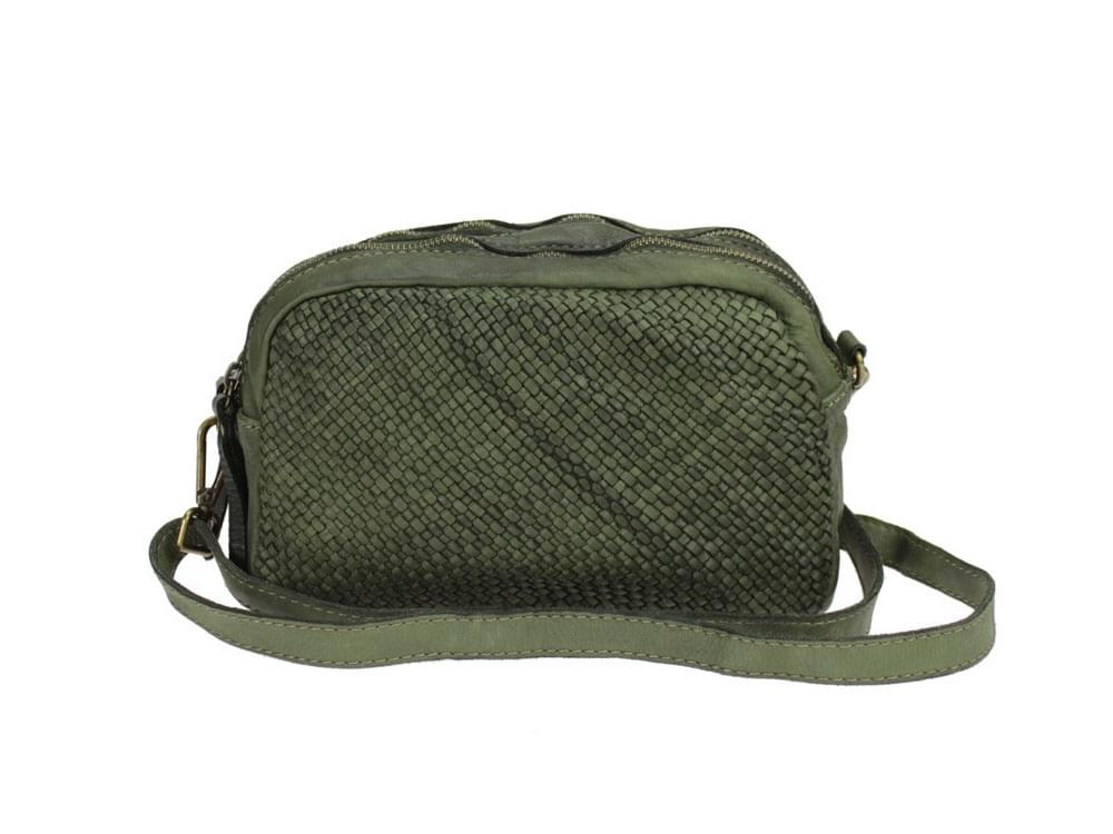 Marliana (green) - Small, spacious vintage leather shoulder bag