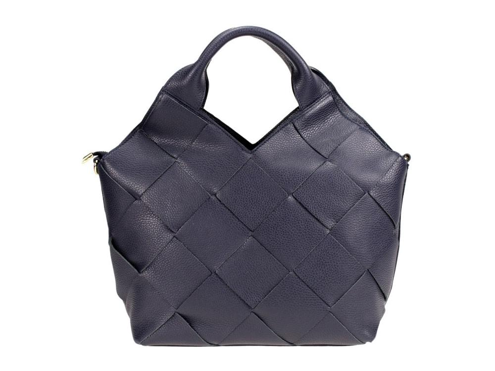 Nomi (navy blue) - Fashionable, unusually shaped Italian leather handbag