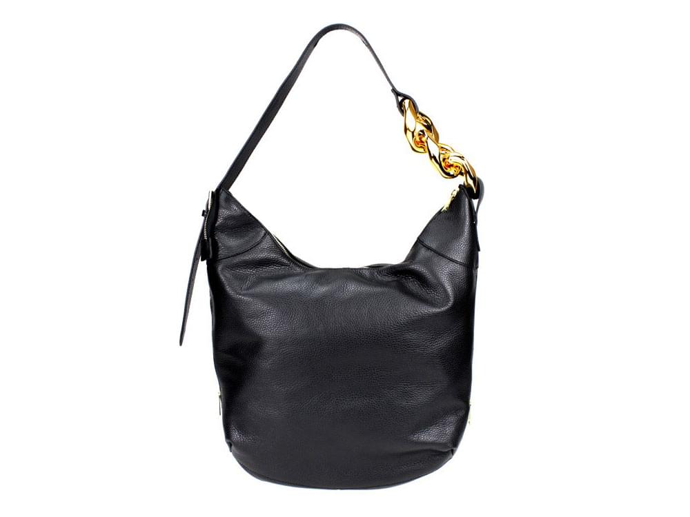 Torino (black) - Smart, decorative leather shoulder bag