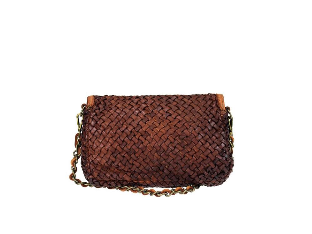 Tula (tan) - Small, woven leather shoulder bag