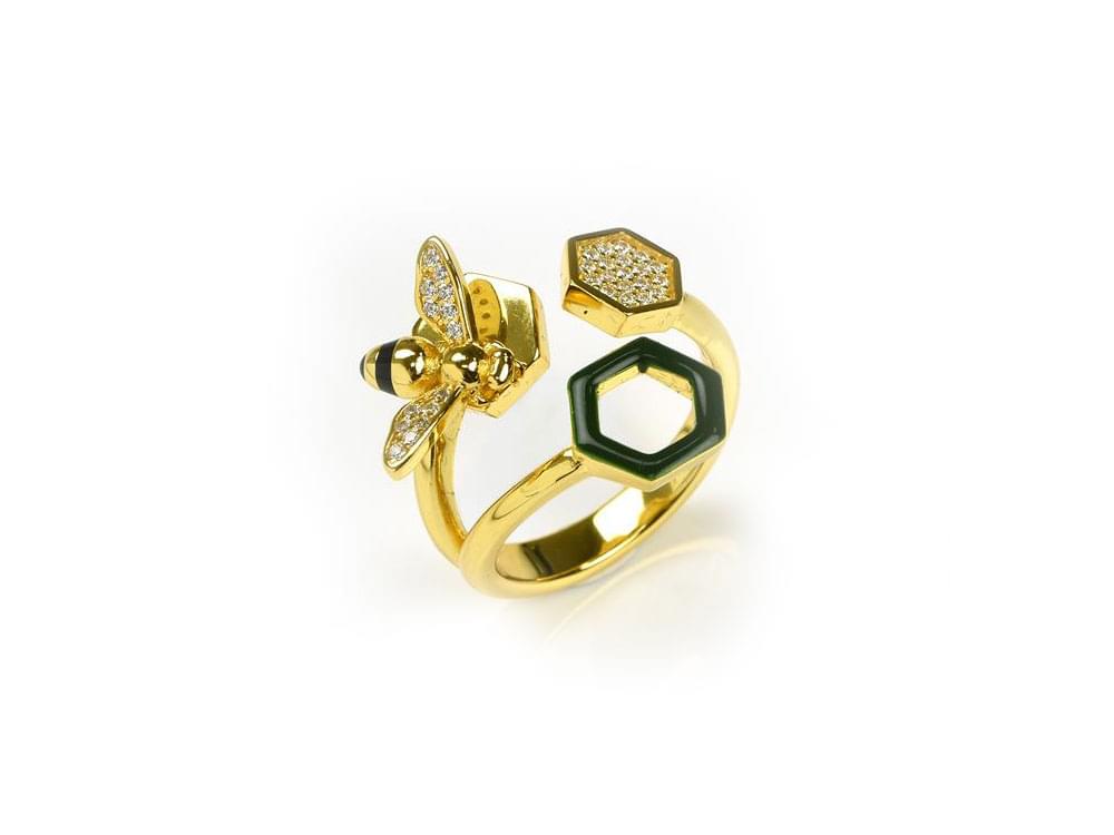 Bee & Honeycomb Ring