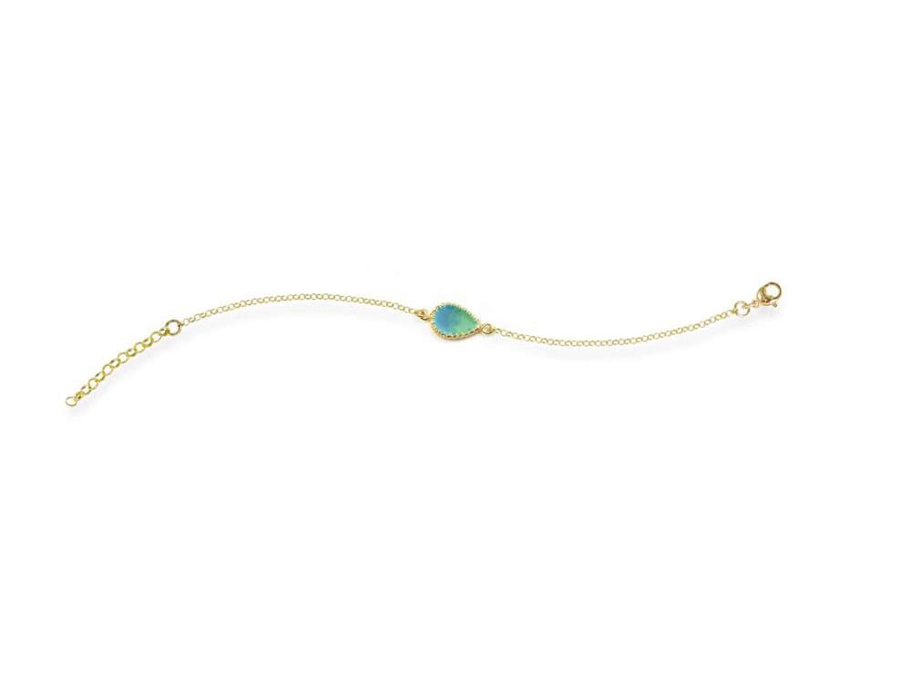 Simple, delicate, bracelet with a single green leaf
