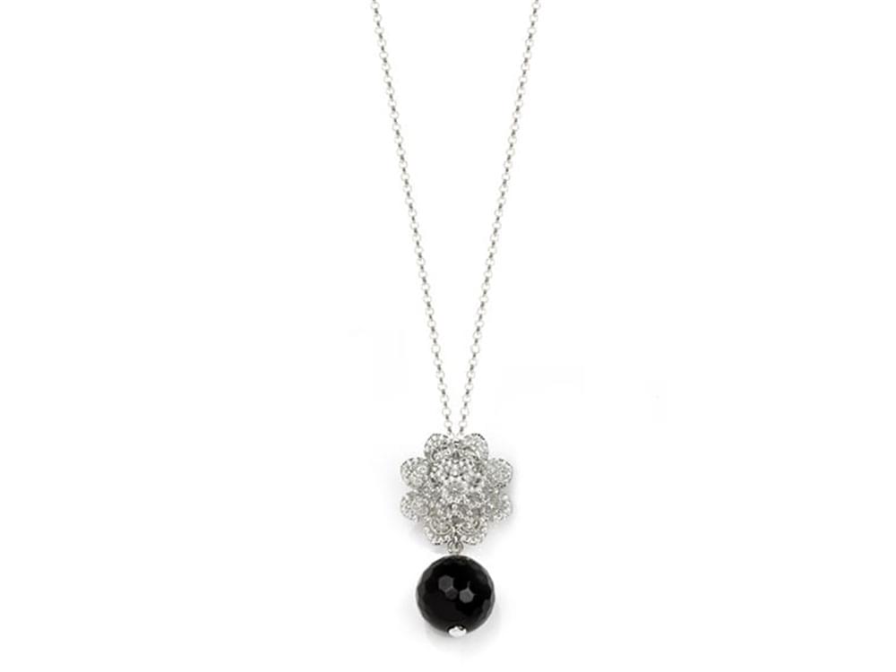 Doges Pendant with bead (silver grey) - A stunning, elaborate, pendant style necklace