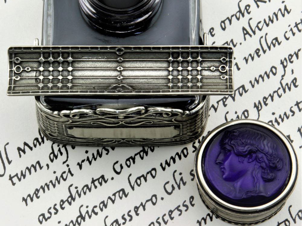 Detail of the inkwell with pen holder