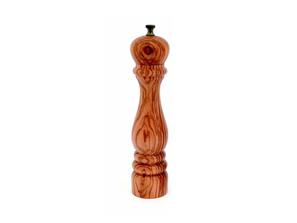 Traditional olive wood pepper grinder