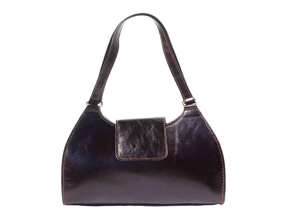 Este (dark brown) - Elegant, feminine bag with long straps