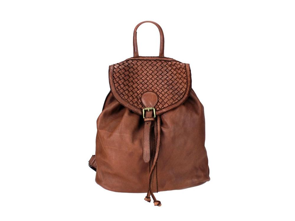 Novara (tan) - Soft leather, highly fashionable backpack