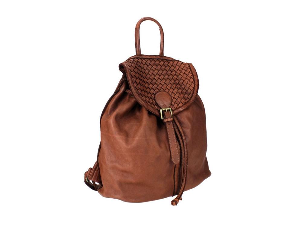 Novara (tan) - Soft leather, highly fashionable backpack