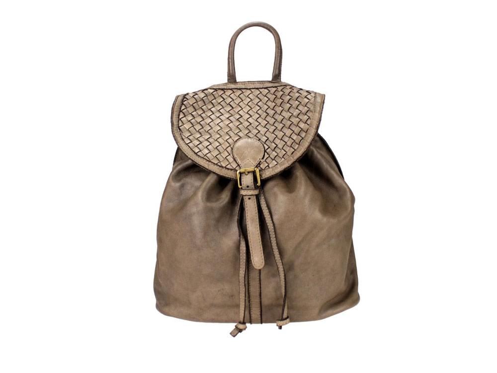 Novara (taupe) - Soft leather, highly fashionable backpack
