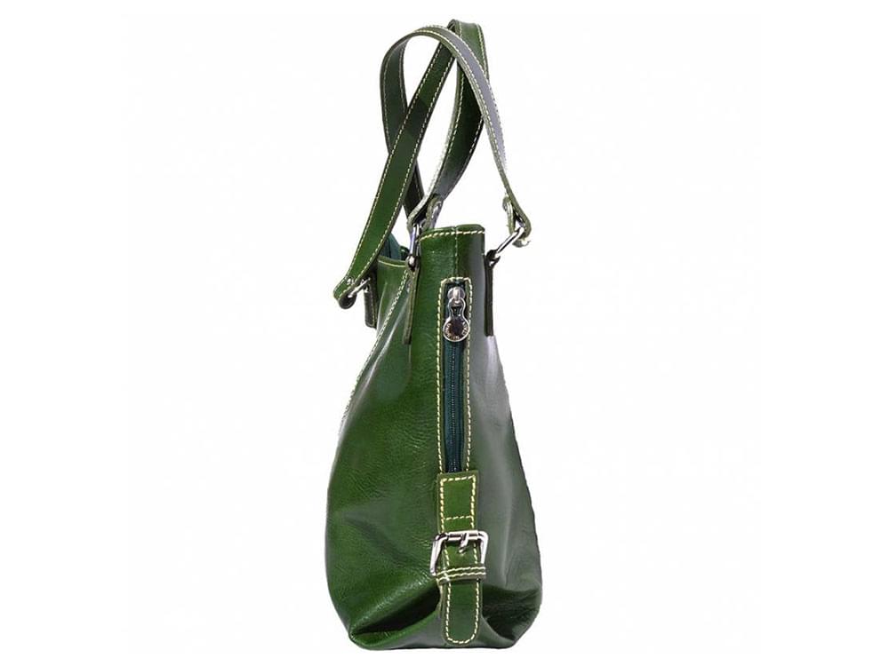 Cascia (green) - Shopper style leather handbag