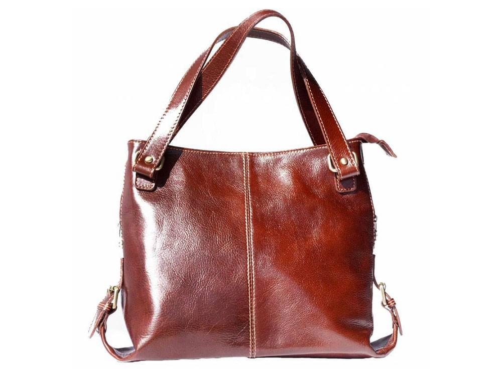 Shopper style leather handbag