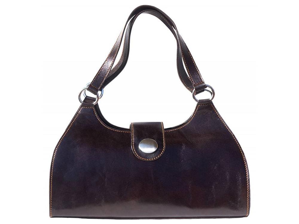 Gaby (dark brown) - Rigid bag with simple, linear design