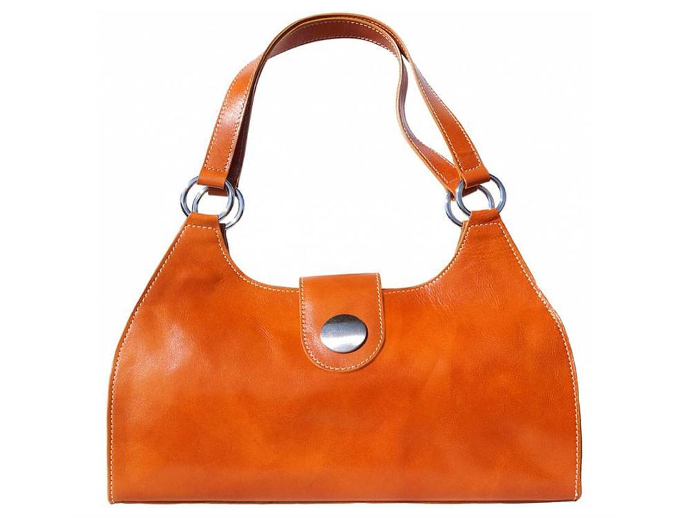 Gaby (tan) - Rigid bag with simple, linear design