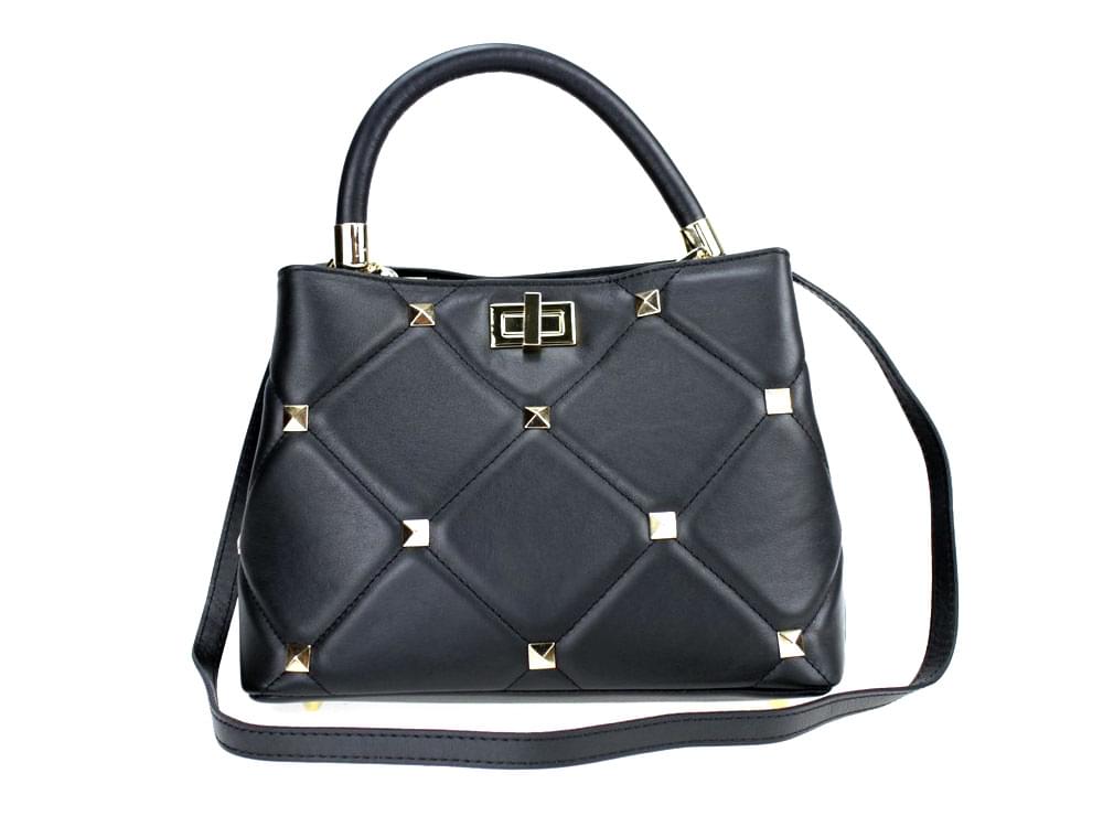 Lauria (black) - Bold, modern, leather handbag