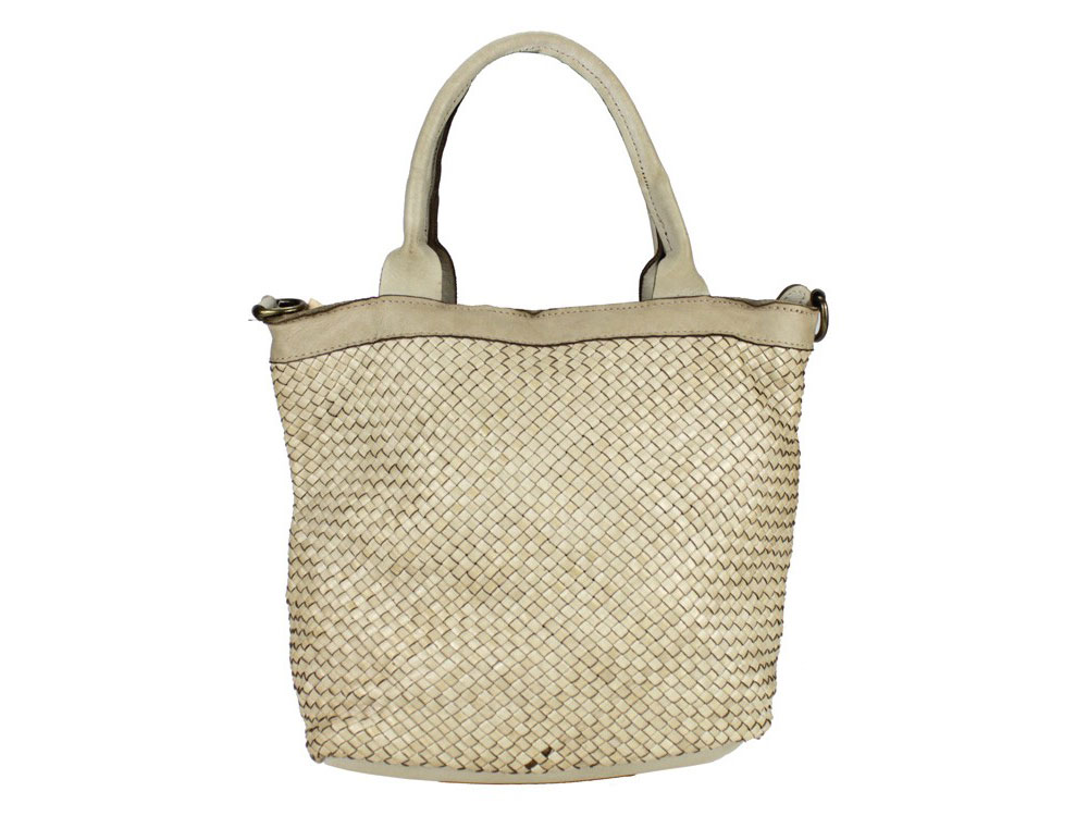 Amandola (beige) - Compact, comfortable vintage leather bag