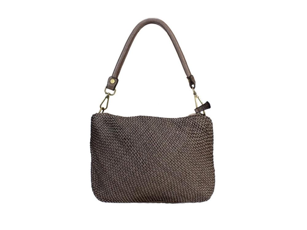 Woven Italian calf leather compact handbag