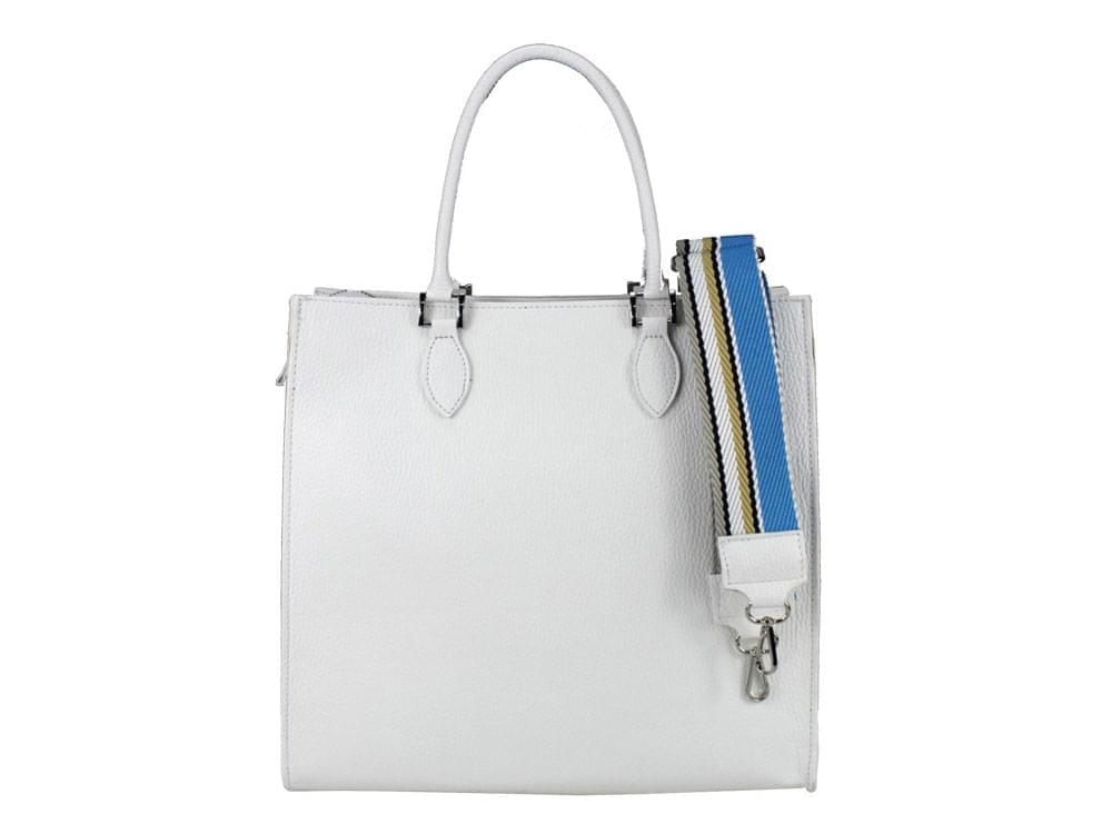 Favara (white) - Large, Italian leather, shopper style bag.