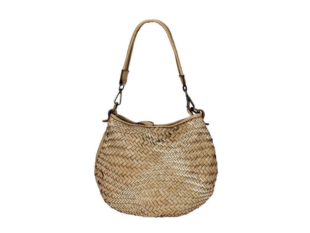 Piea (taupe) - A slim, fashionable leather shoulder bag