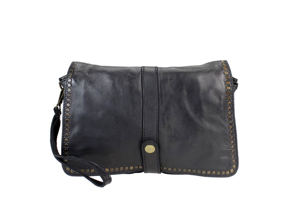 Certaldo (black) - A soft calf leather, modern style handbag