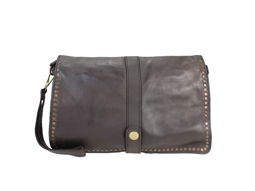 Certaldo (dark brown) - A soft calf leather, modern style handbag