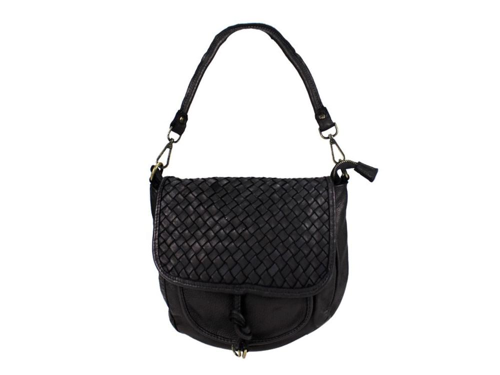 Iseo (black) - Compact, fashionable, soft leather shoulder bag