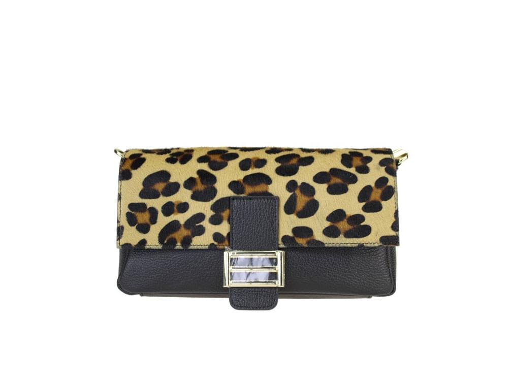 Lasa (dappled/black) - Fashionable, animal print handbag