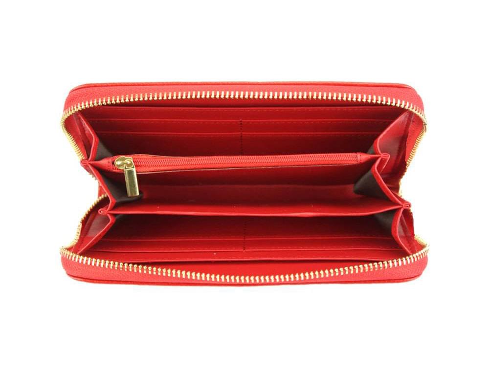 Arianna (red) - Compact, roomy, soft leather wallet