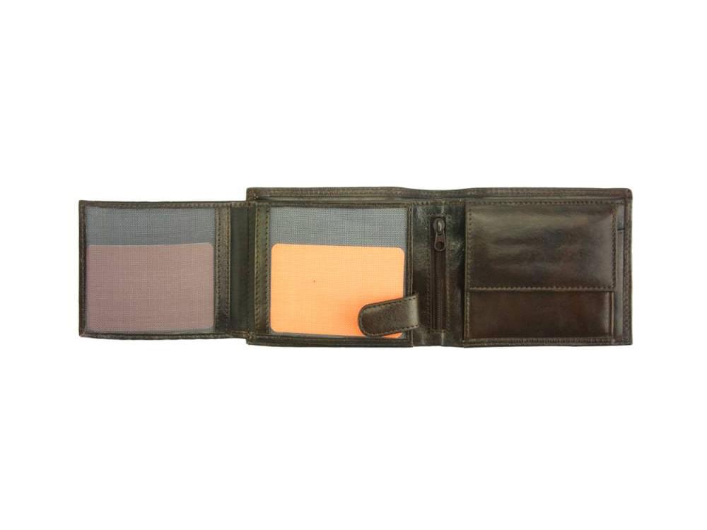 Domenico (dark brown) - Classic, shiny leather wallet