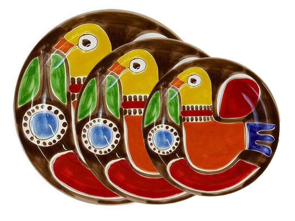 Handmade, traditional ceramic plates from Sicily