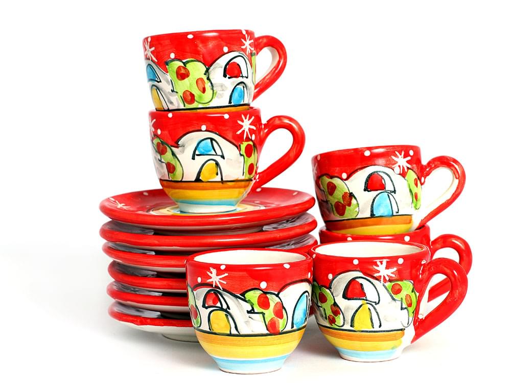 Borgo (red) - Set of 6 espresso cups